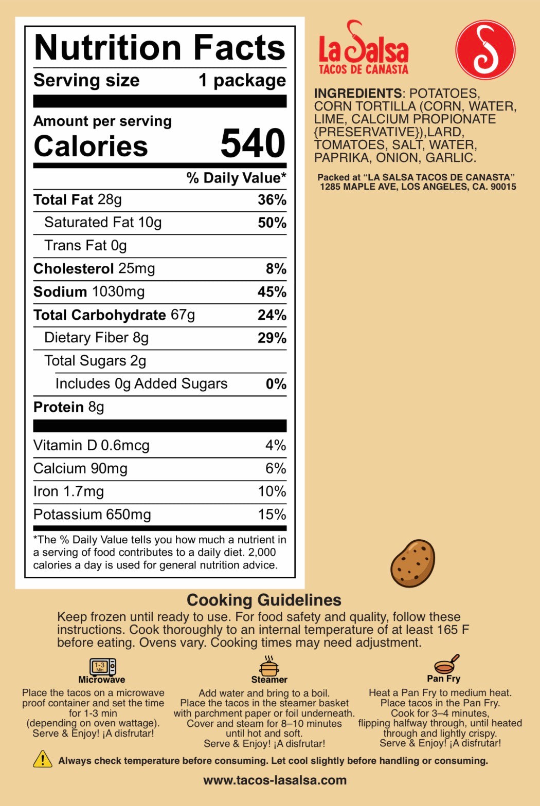 🥔 Papa – Pack de 5 Tacos