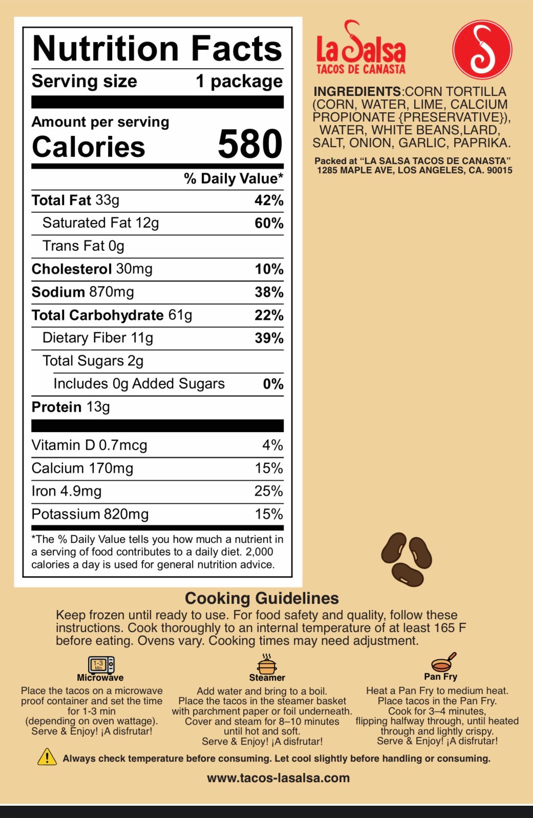 🫘 Frijol – Pack de 5 Tacos