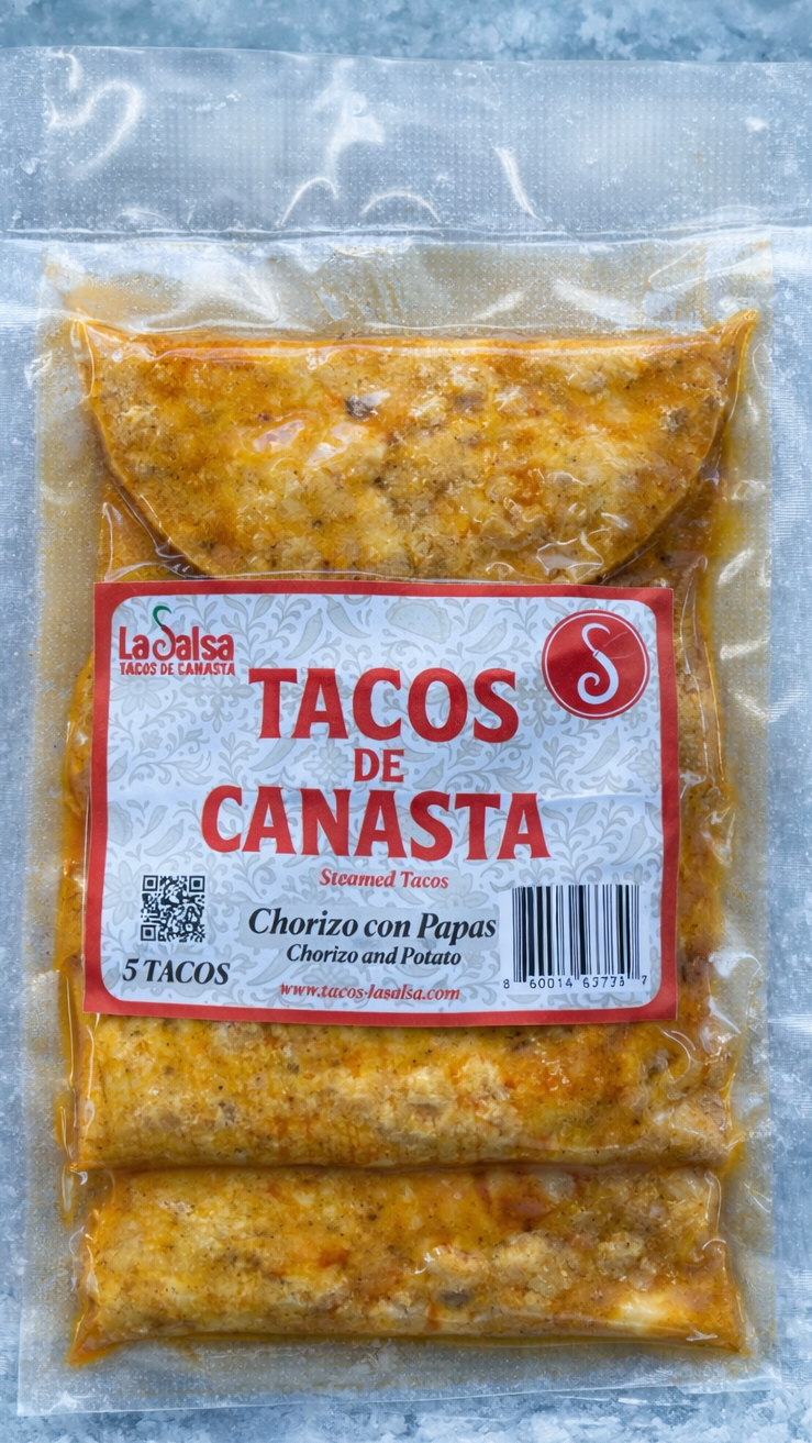 🌶️🥔 Chorizo con Papa – Pack de 5 Tacos